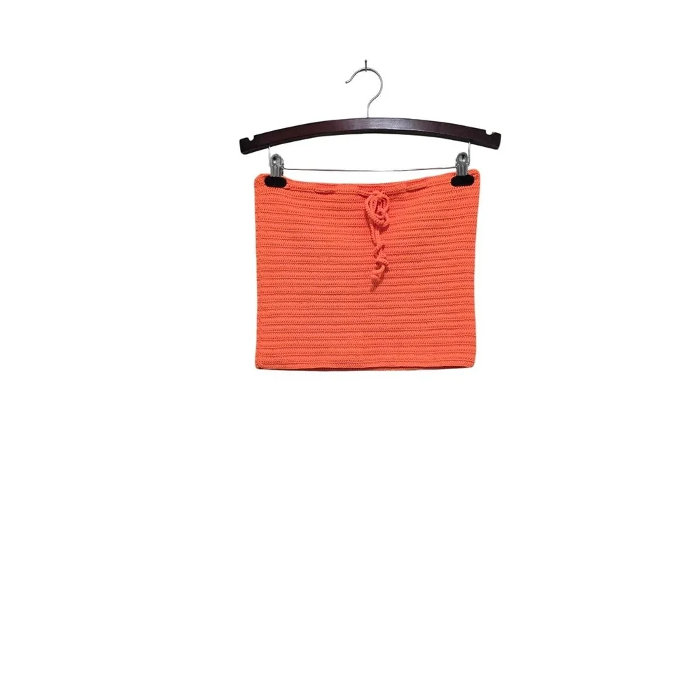 NWT Skims Women Orange Swim Cover Up Crochet Mini Skirt Adjustable Drawstring XL